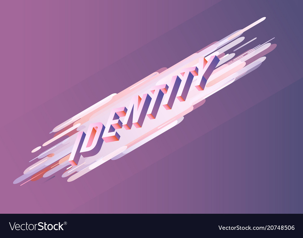 Identity text isometric design - deep violet vector image Identity text isometric design - deep violet