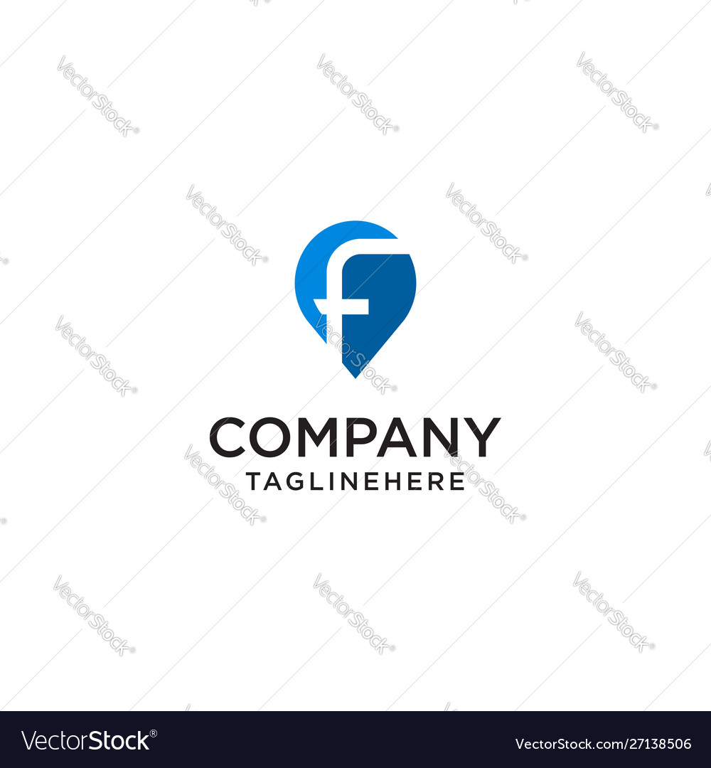 Letter f with map pointer logo design concept