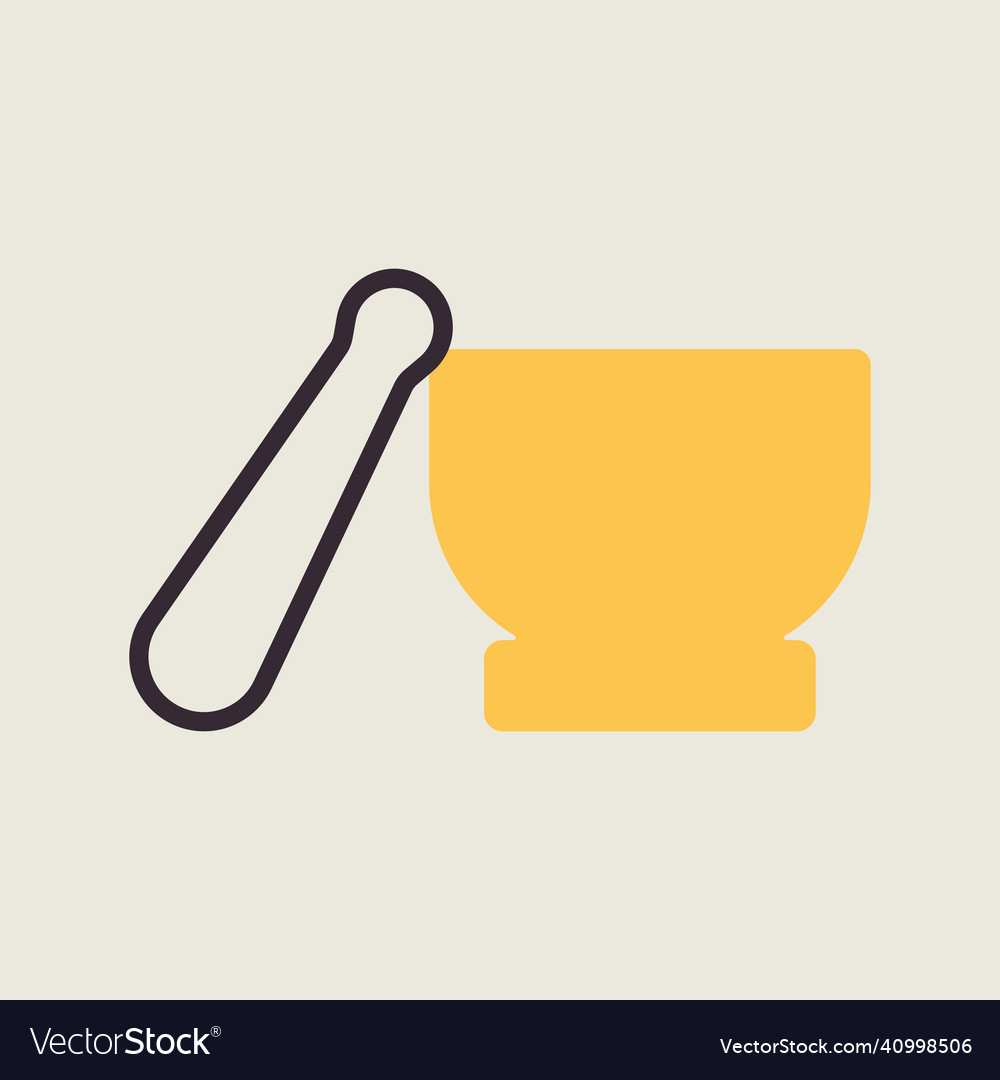 Mortar and pestle icon kitchen appliance