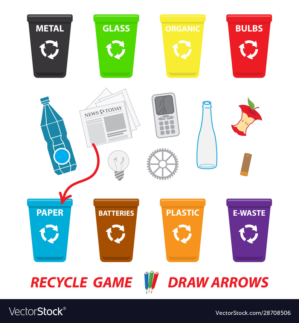 Recycling Game For Children Education Royalty Free Vector Recycling Game For Children Education Royalty Free Vector