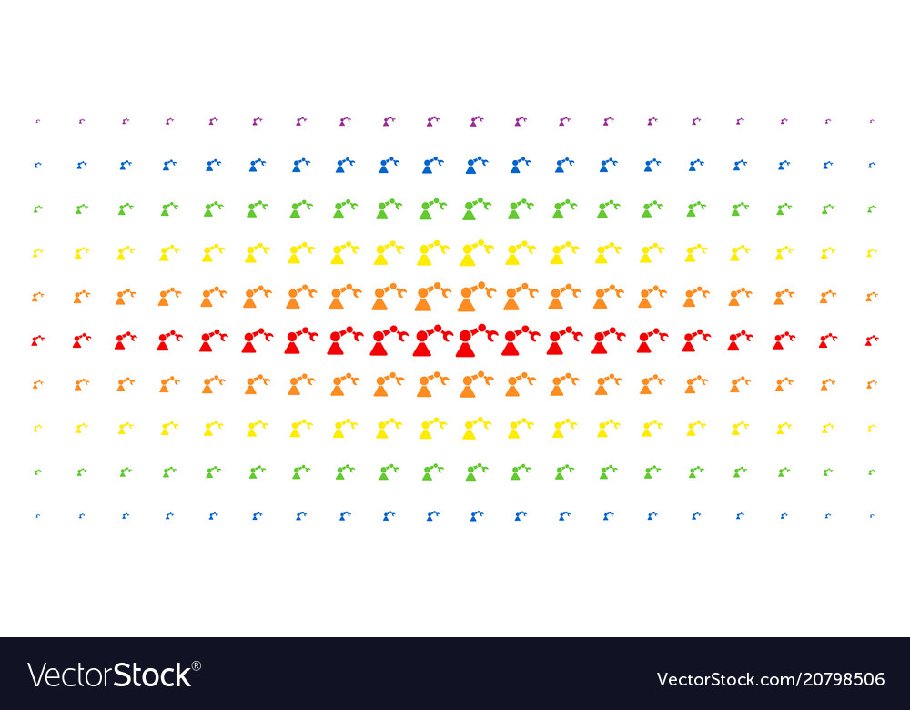 Robotics manipulator spectrum halftone grid vector image Robotics manipulator spectrum halftone grid