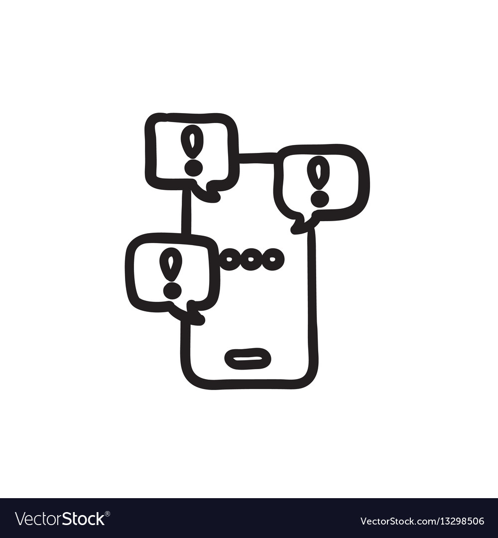 Touch screen phone with messages sketch icon