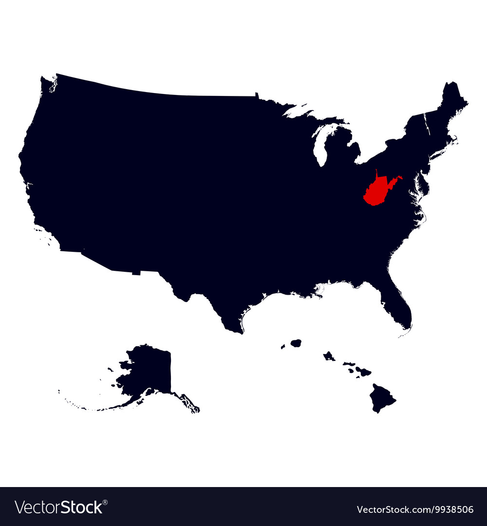 West virginia state in united states map Vector Image