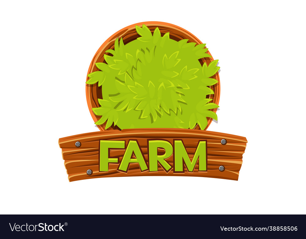 Wooden board and bush with farm logo for graphic