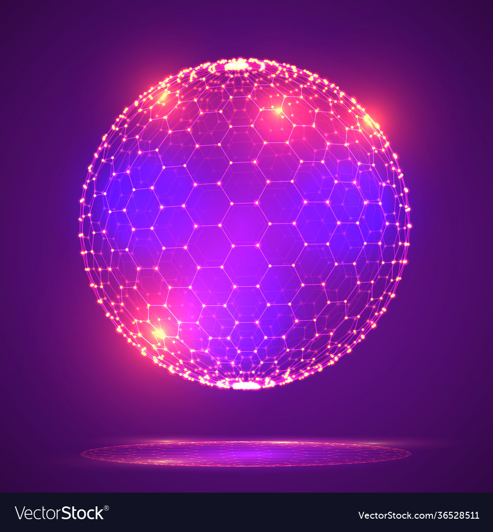 3d object from a hexagon grid with dots stylish