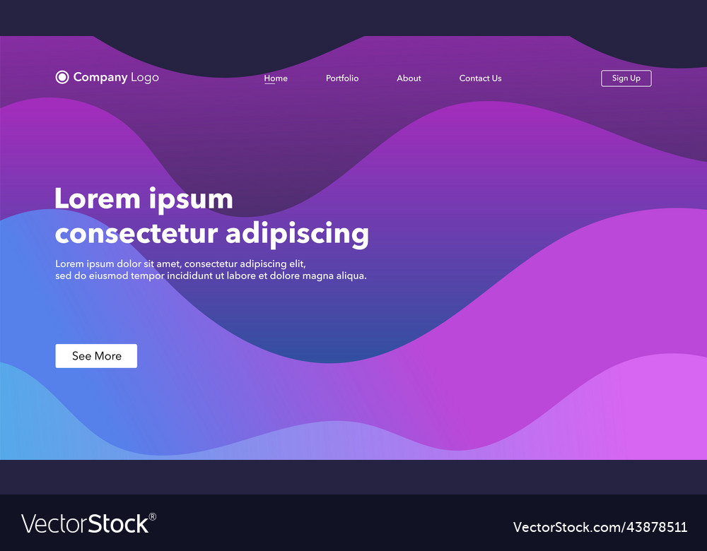 Abstract background website landing page template vector image Abstract background website landing page template