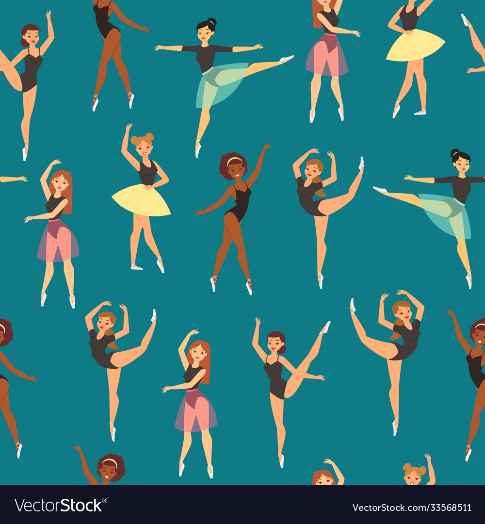 Ballerinas Seamless Pattern Woman Dancer Vector Image 0090