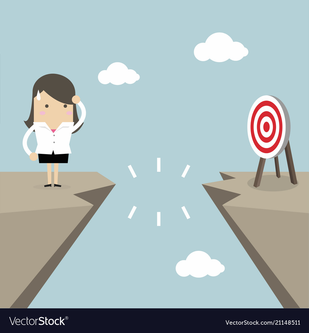 Businesswoman in front of a gap to target Vector Image