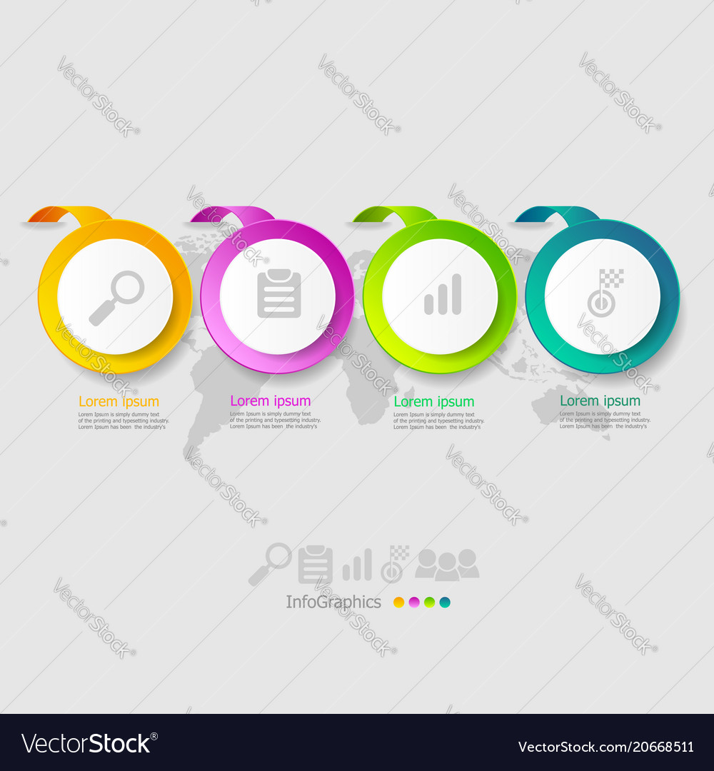 Circle infographic 4 options with world map
