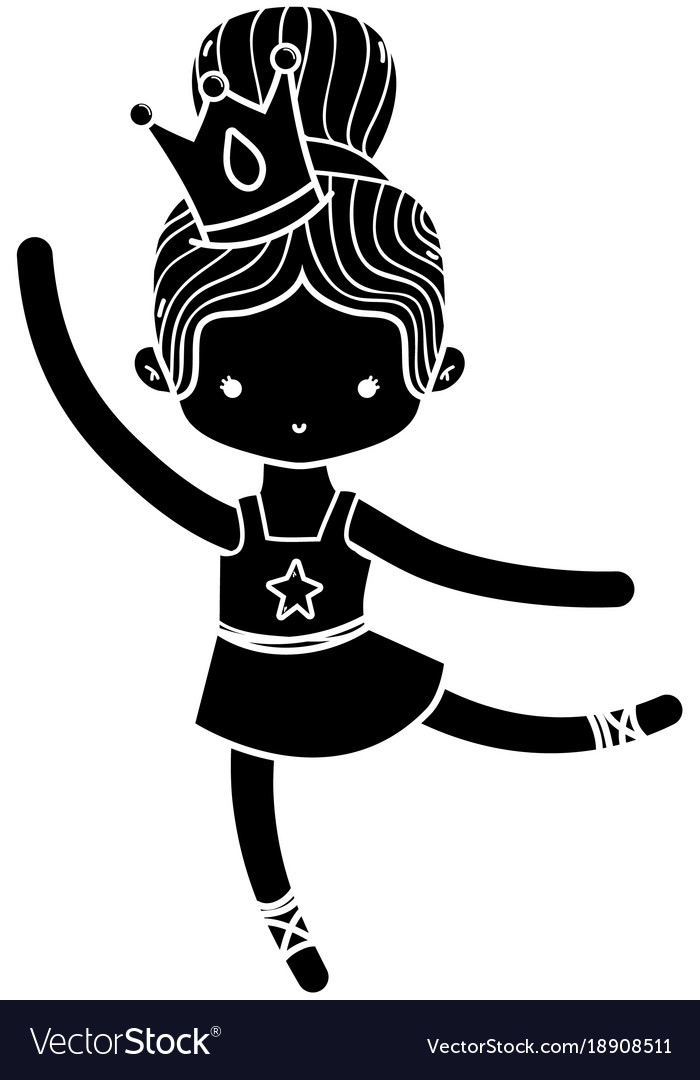 Contour girl dancing ballet with crown decoration