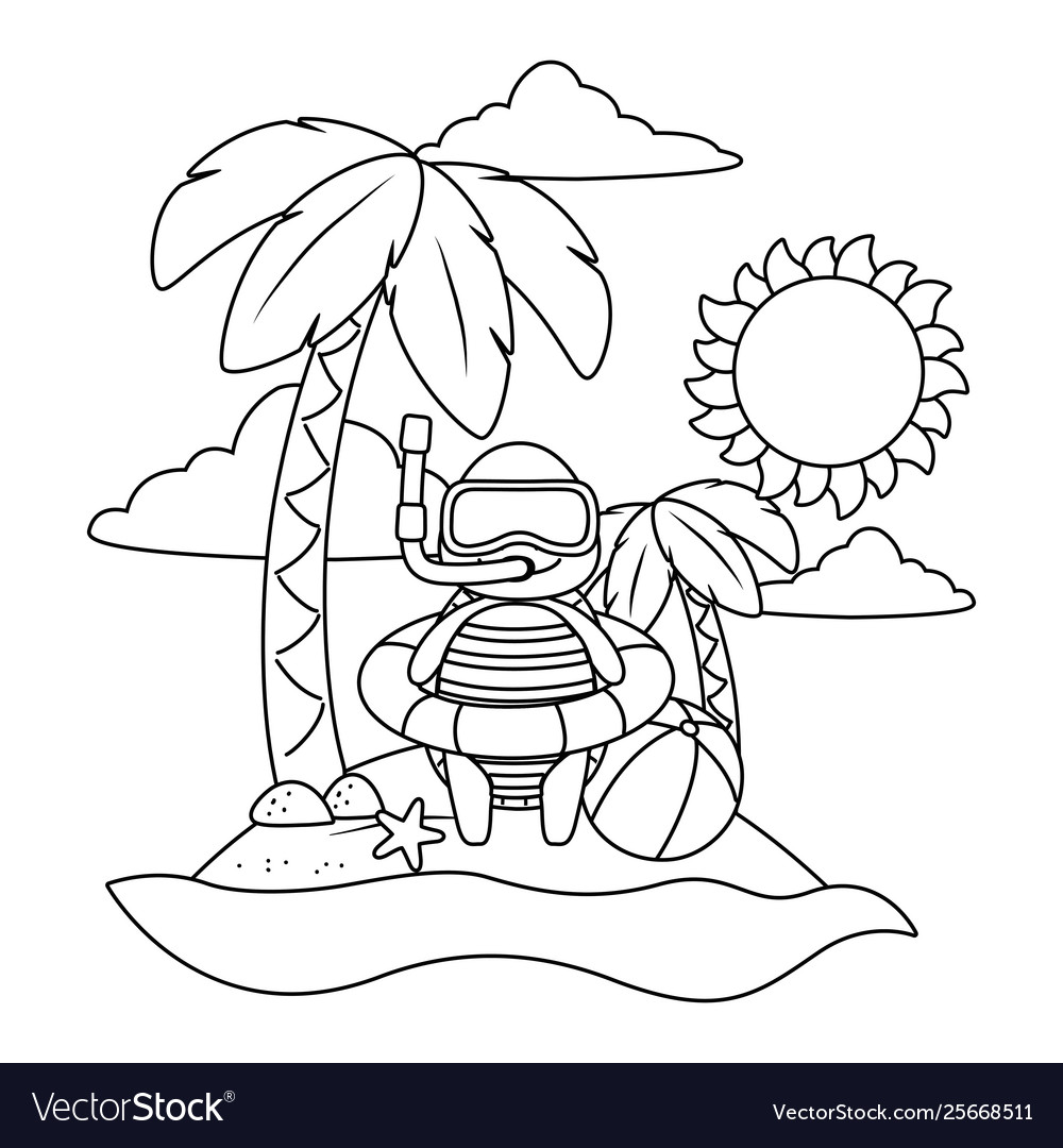 Cute animal enjoying summer vacations Royalty Free Vector