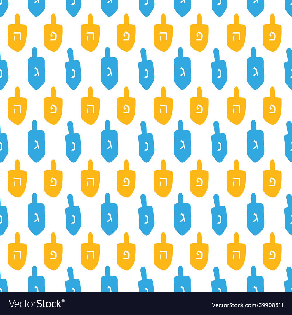 Dreidels seamless pattern for hanukkah design vector image Dreidels seamless pattern for hanukkah design