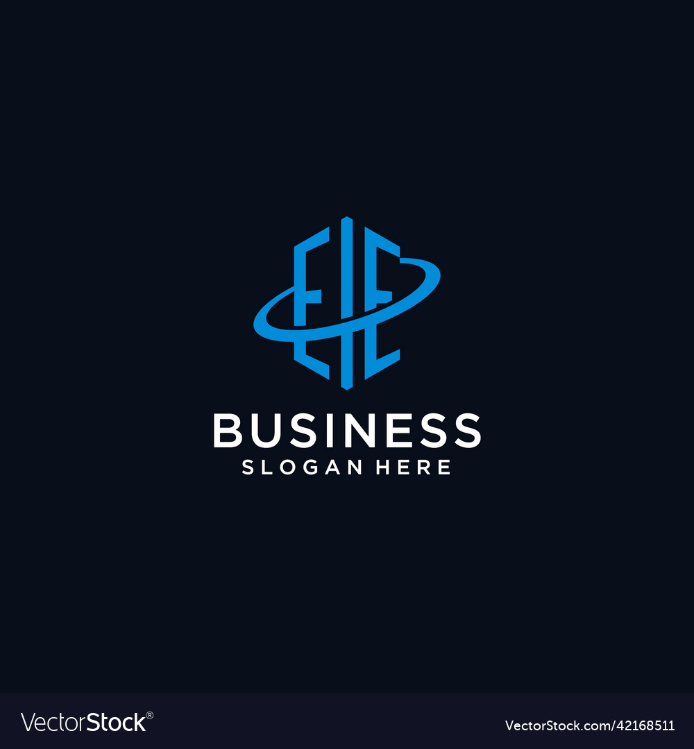 Ee initial monogram logo with hexagonal shape vector image Ee initial monogram logo with hexagonal shape