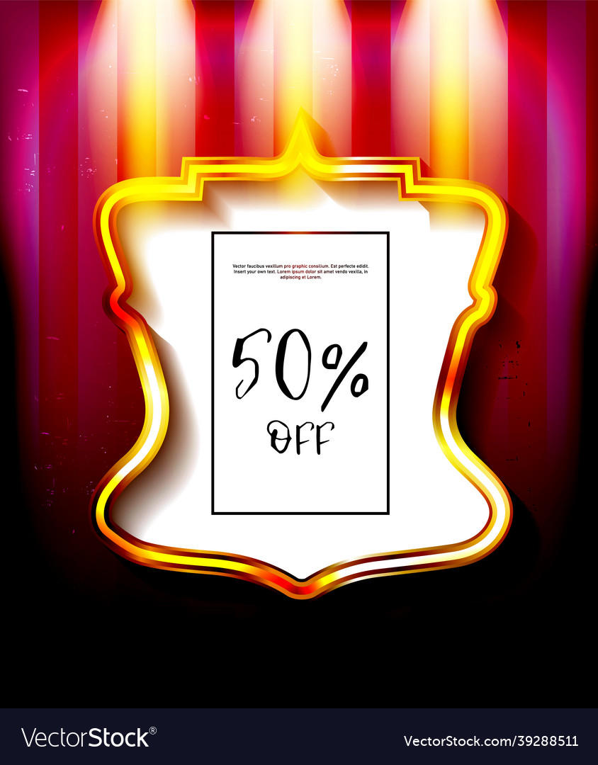 Frame on the background of a red curtain