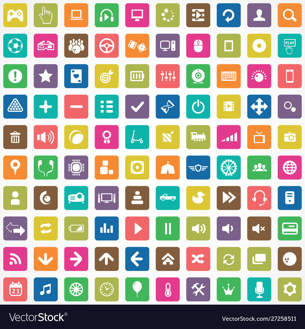 Game 100 icons universal set for web and ui