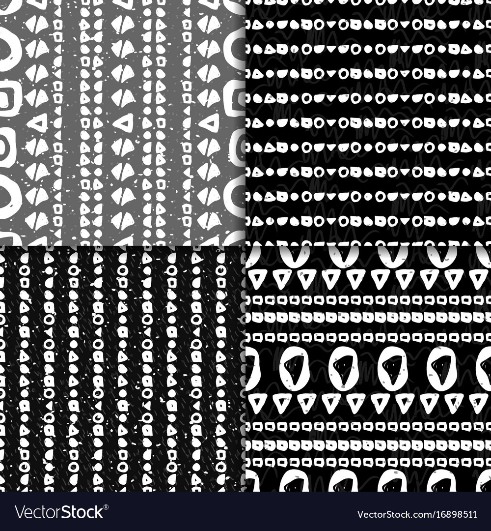 Geometric monochrome seamless pattern set