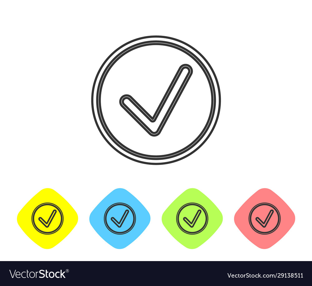 Grey line check mark in circle icon isolated vector image Grey line check mark in circle icon isolated