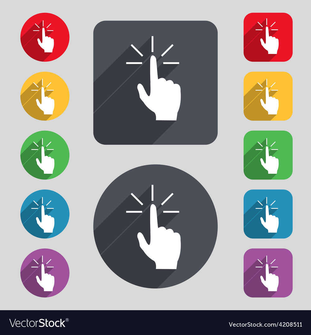 Hand Icon Set - Colored Pointer Buttons
