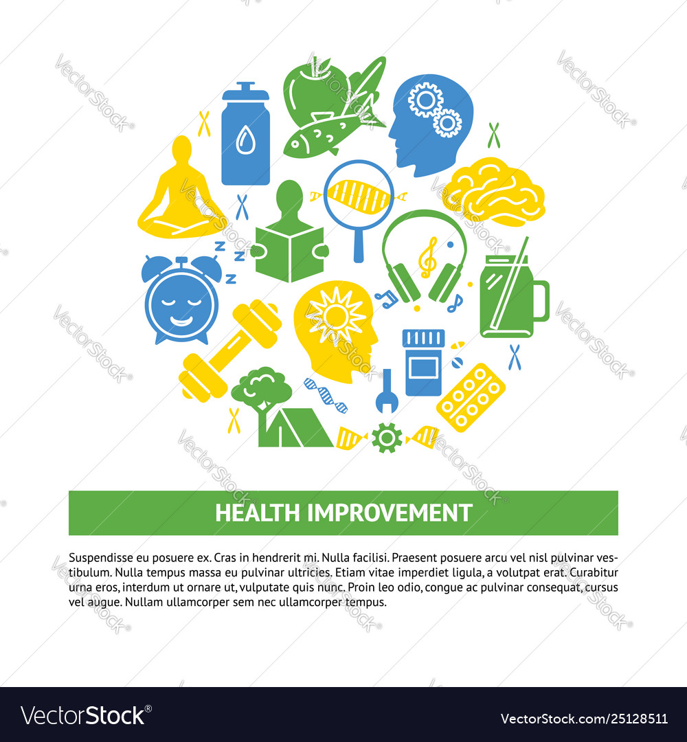 Health Improvement Round Concept Banner With Vector Image