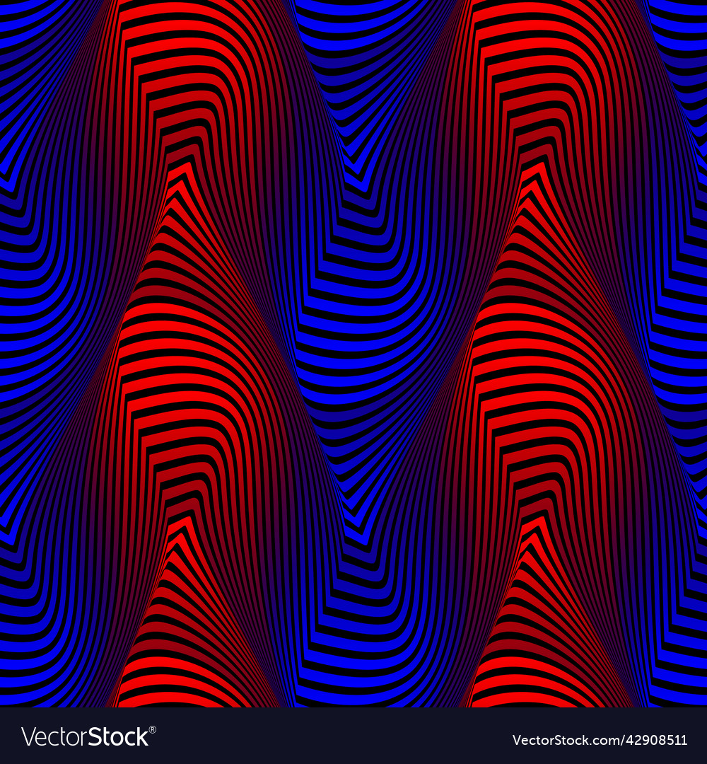 Moire seamless pattern of red blue gradient vector image Moire seamless pattern of red blue gradient