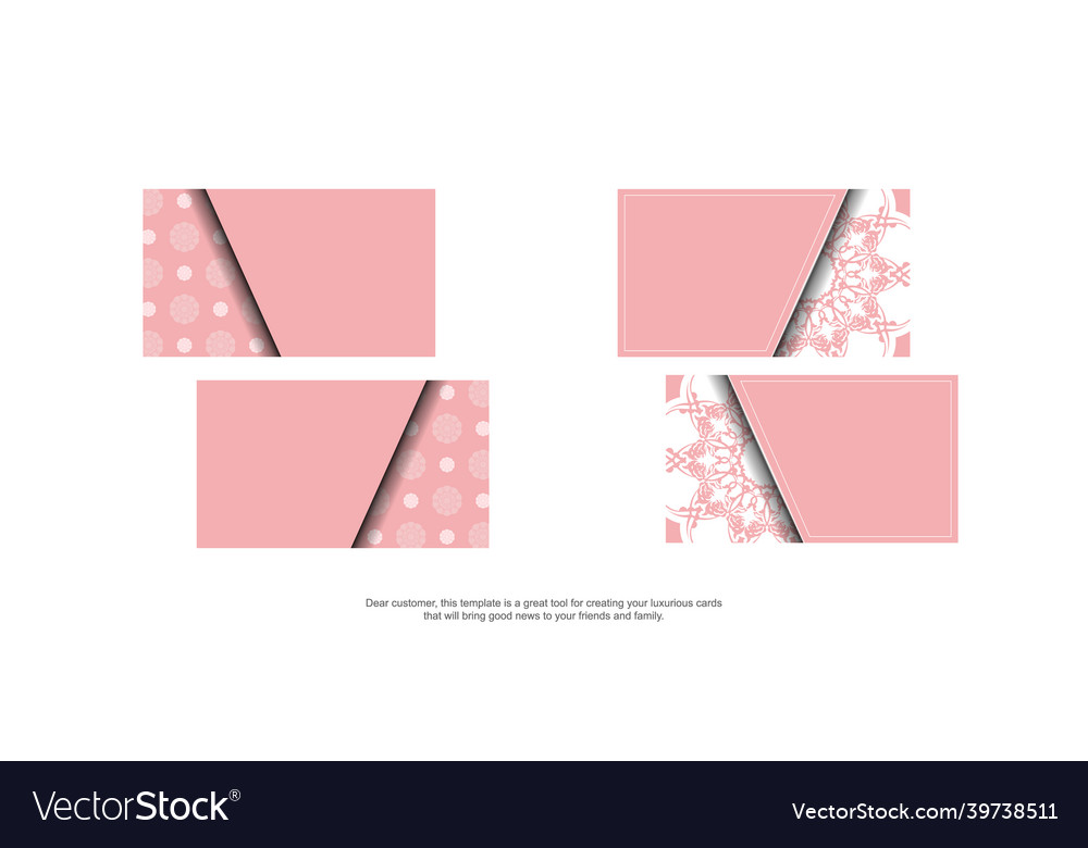 Pink business card template with vintage white vector image Pink business card template with vintage white