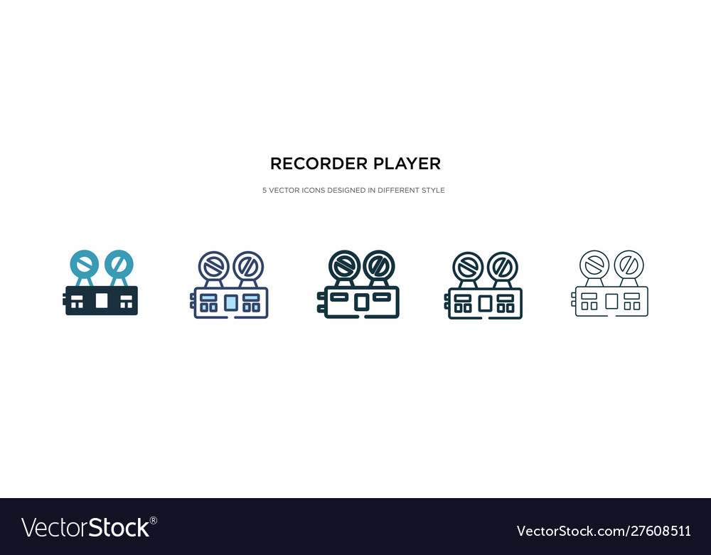 Recorder player icon in different style two vector image Recorder player icon in different style two
