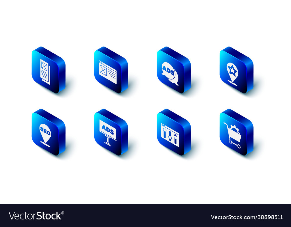 Set browser window advertising map pointer vector image Set browser window advertising map pointer