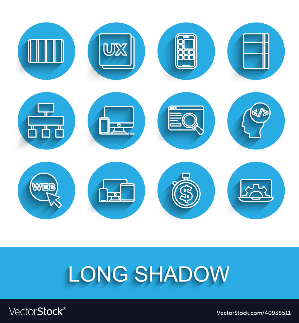 Set line web and graphic design monitor mobile vector image Set line web and graphic design monitor mobile