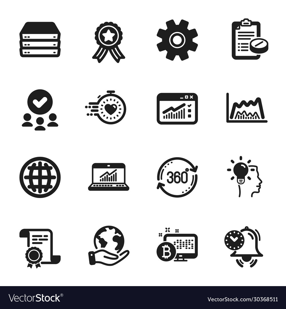 Set science icons such as trade chart web vector image Set science icons such as trade chart web