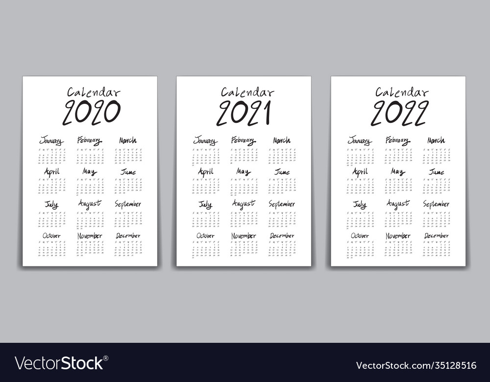 Calendar 2020 2021 2022 year template