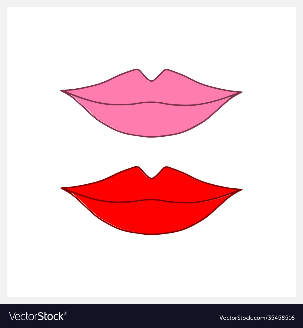 Doodle women lips icon isolated hand drawing art