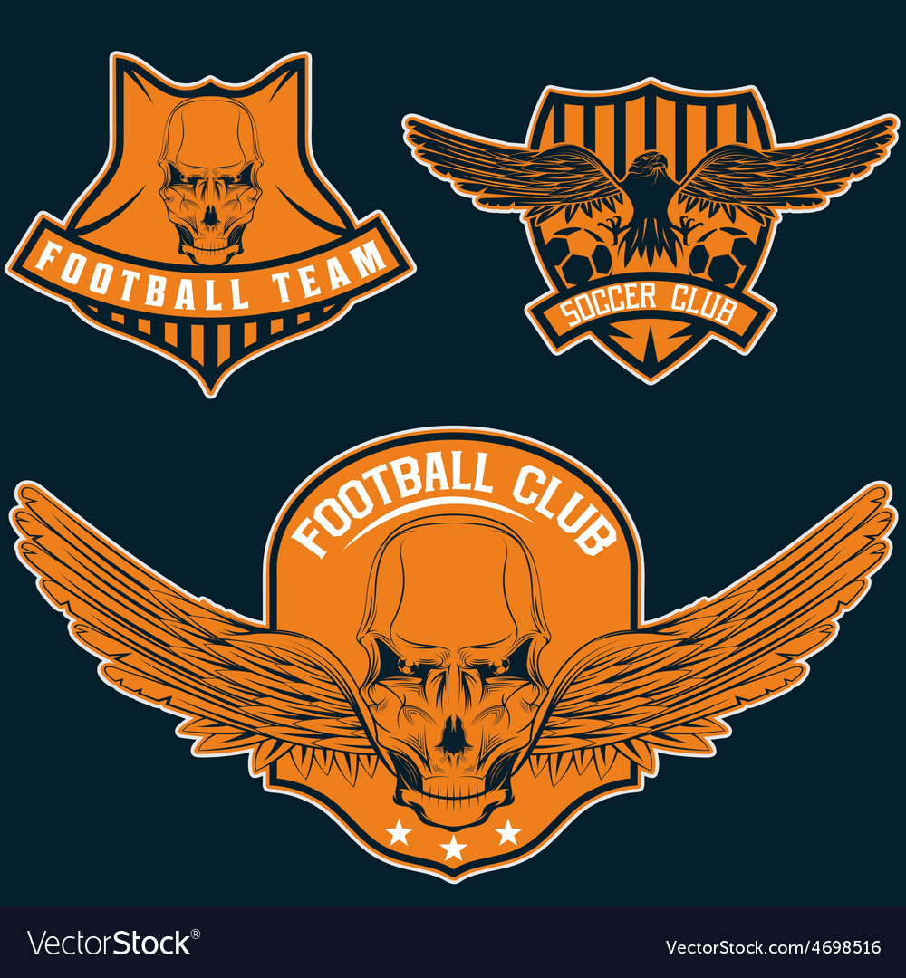 Football team crests set with eagles and skulls Vector Image