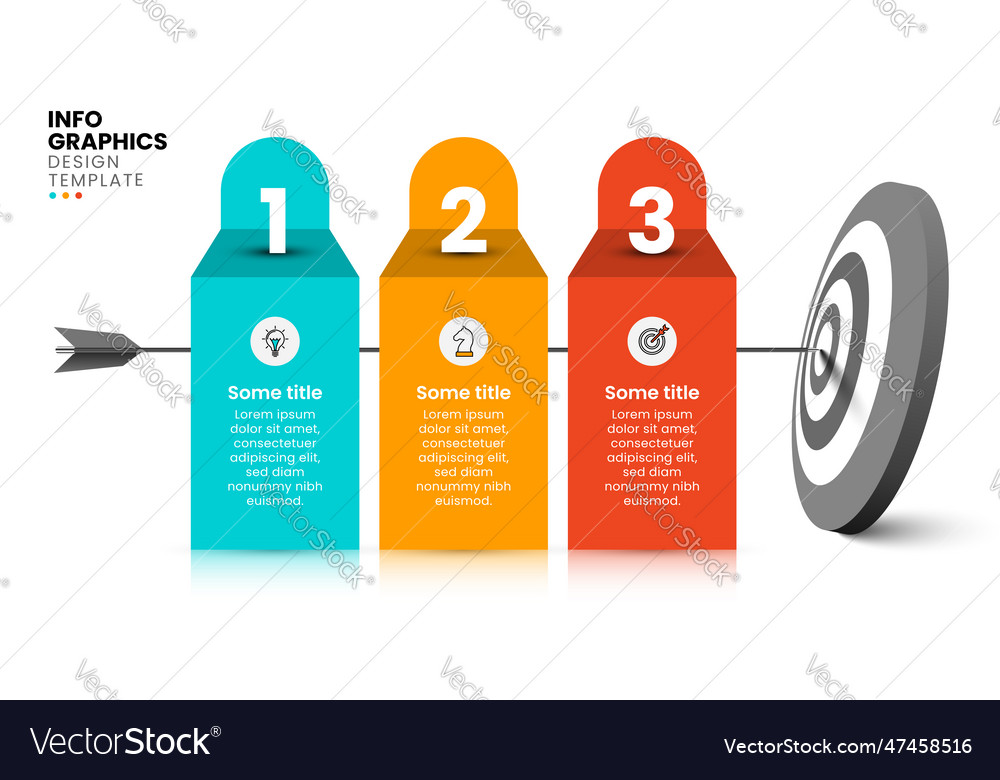 Infographic template dartboard with 3 steps vector image Infographic template dartboard with 3 steps