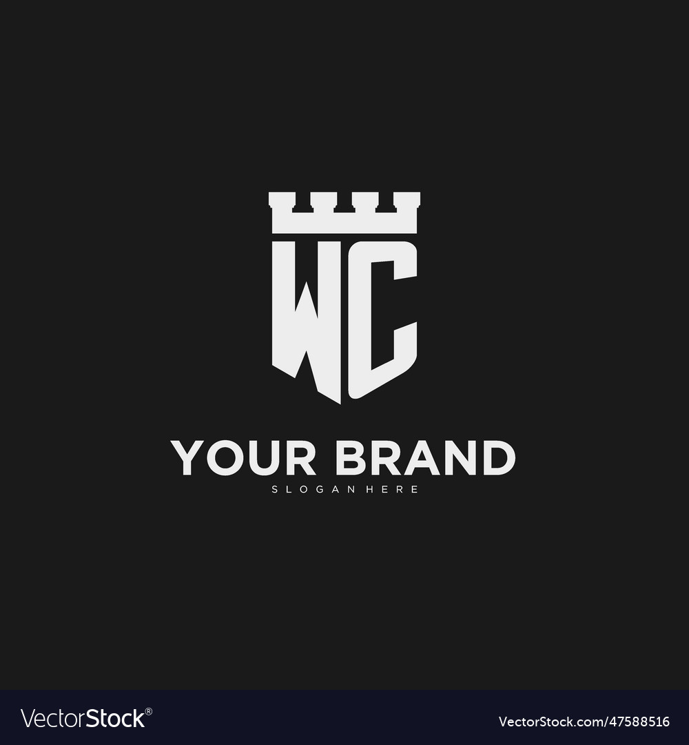 Initials wc logo monogram with shield Vector Image Initials wc logo monogram with shield