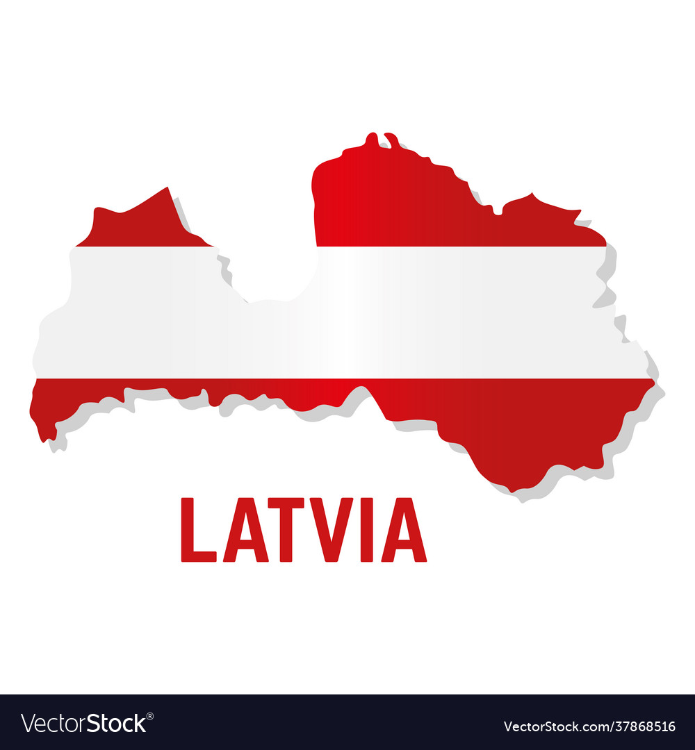 Isolated map with flag latvia