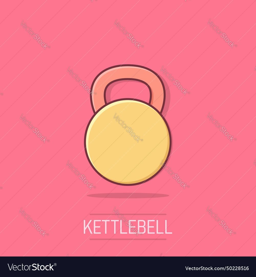 Kettlebell icon in comic style barbell sport