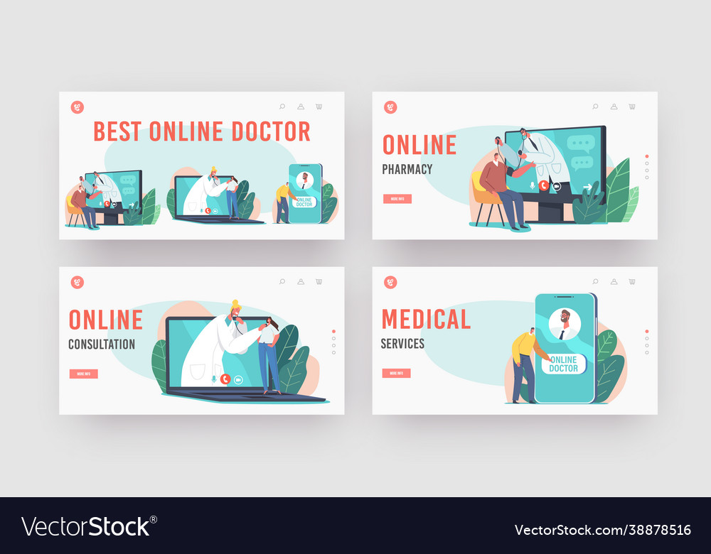 Online medicine service landing page template set