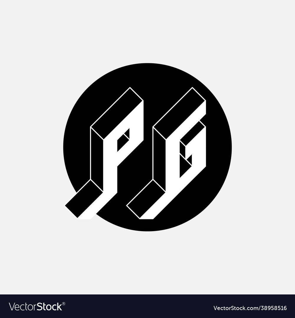 P and g - monogram or logotype isometric 3d font
