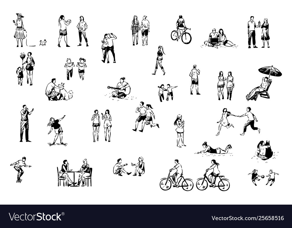 People having fun skating cycling Royalty Free Vector Image