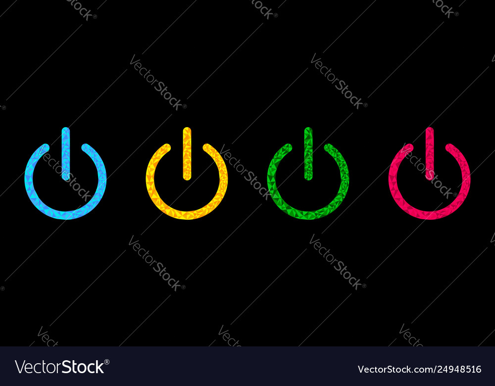 Power button icon set line polygonal effect blue Vector Image