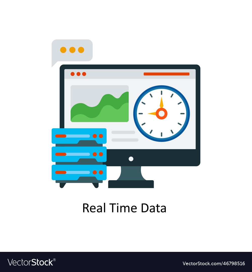 Real Time Data Icons - Flat Style