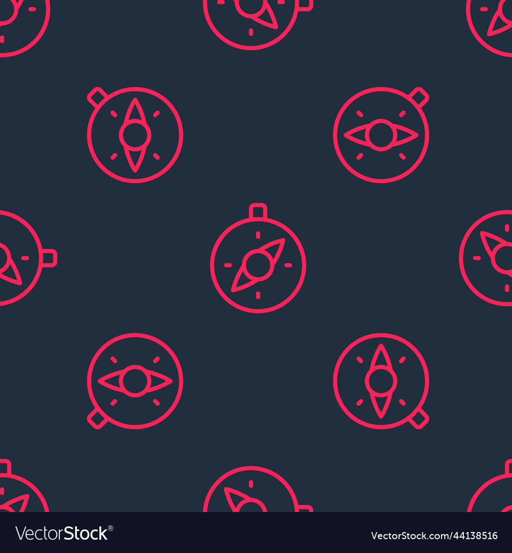 Red line compass icon isolated seamless pattern Vector Image Red line compass icon isolated seamless pattern