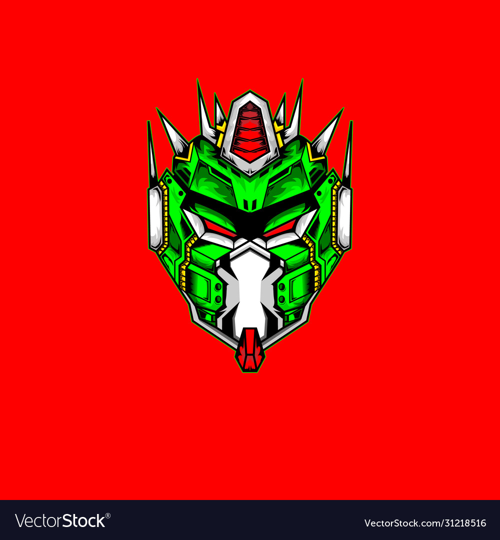 Robot head with solid color background