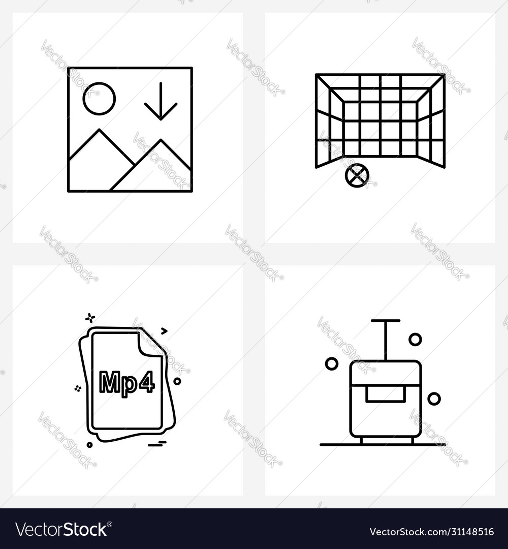 Set 4 modern line icons gallery file type