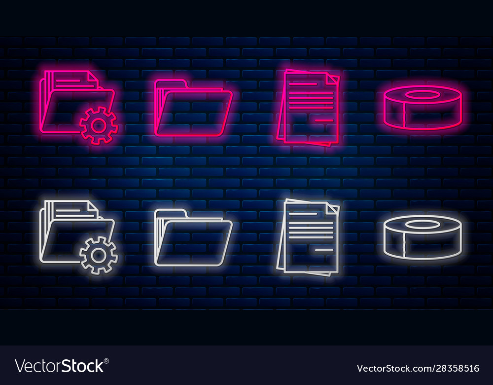 Set line document folder file vector image Set line document folder file