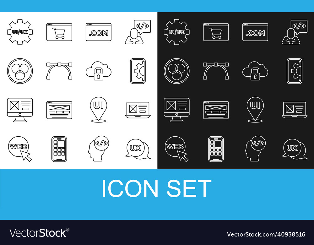 Set line ui or ux design web development bezier vector image Set line ui or ux design web development bezier