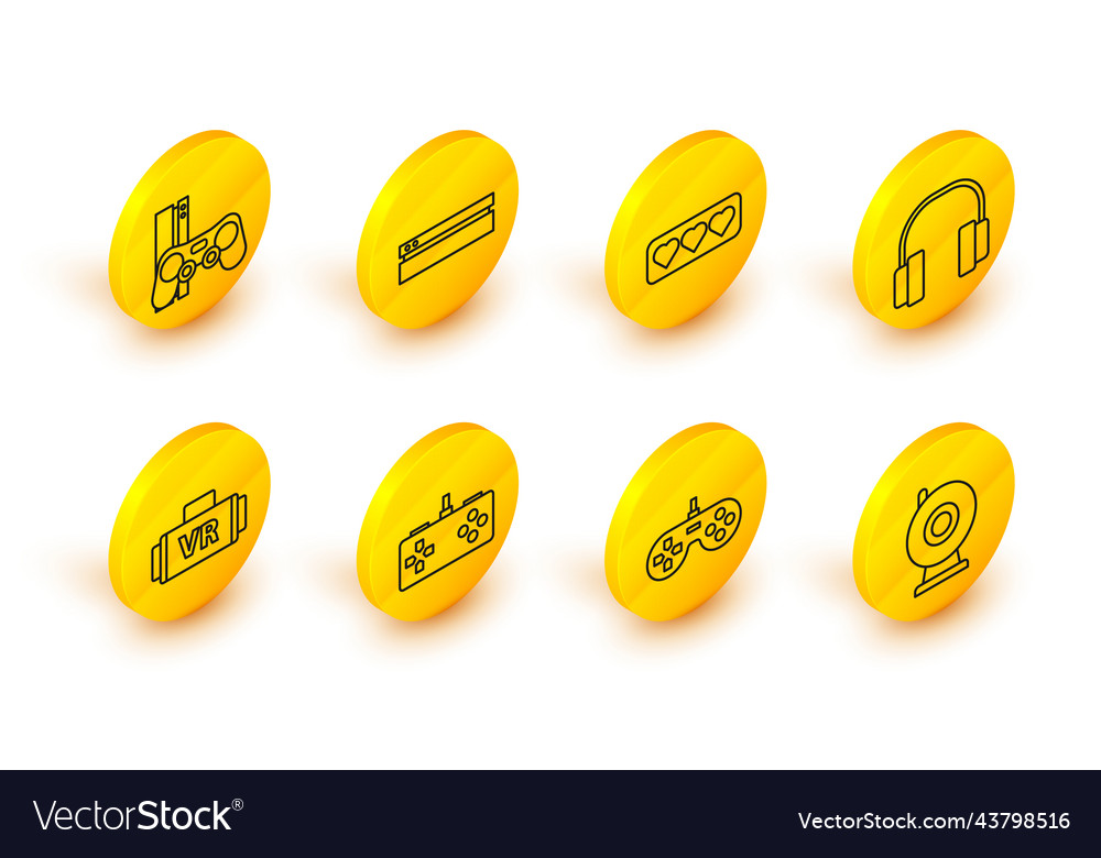 Set line web camera gamepad virtual reality vector image Set line web camera gamepad virtual reality