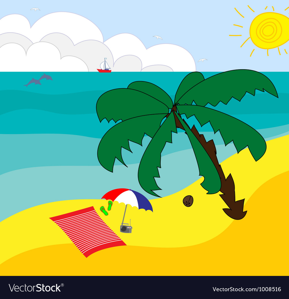 Tropical beach Royalty Free Vector Image - VectorStock