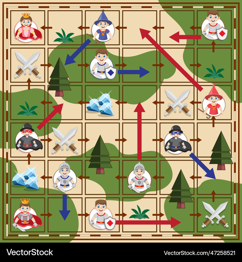 A board game on medieval theme Royalty Free Vector Image