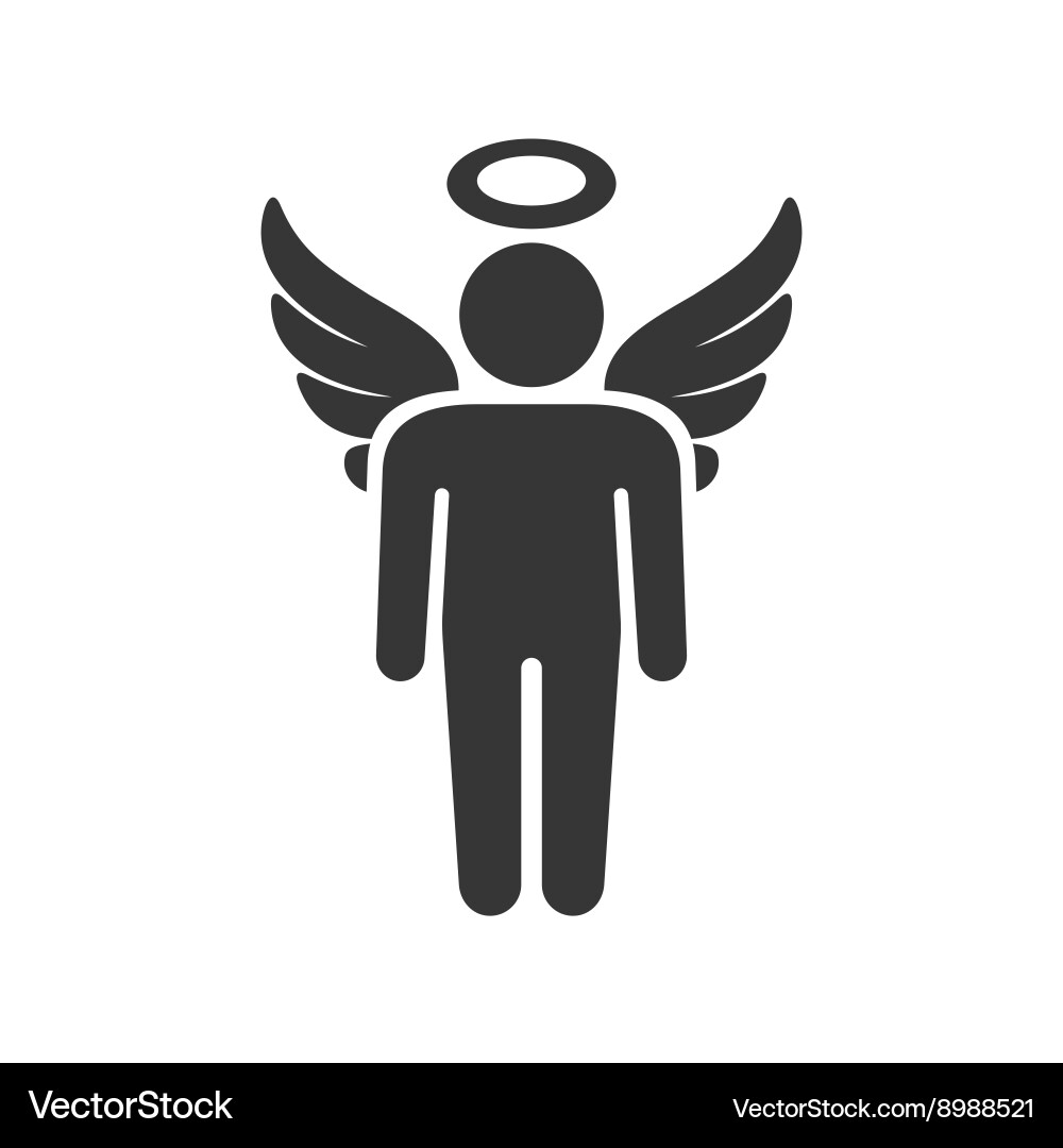 Angel Silhouette Logo Man With Wings Sign Vector Image